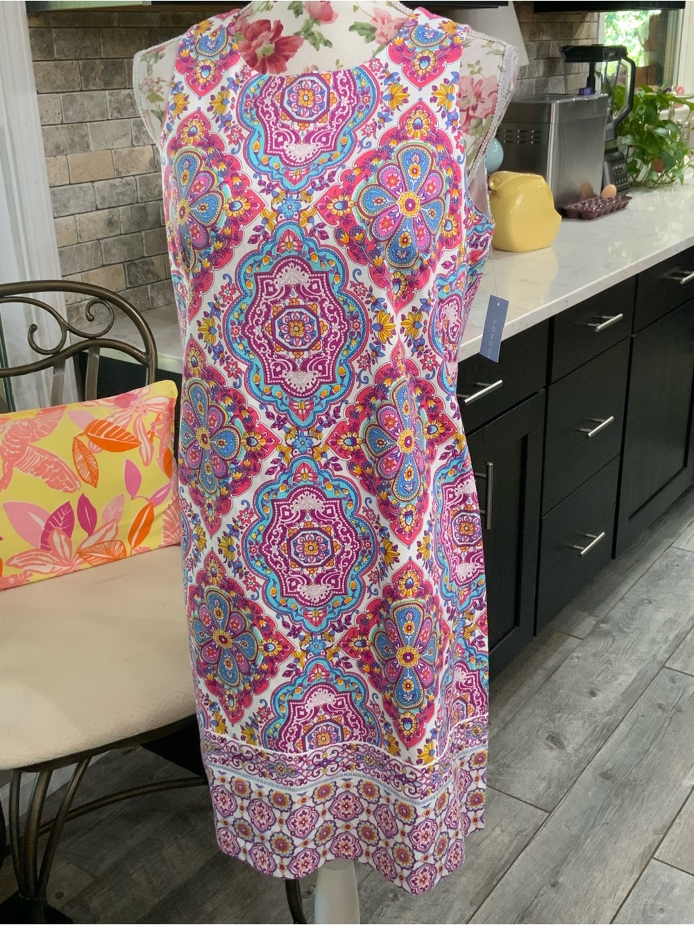 London Times Shift Dress Size 10 Floral Pink Blue Sleeveless Casual To Work New